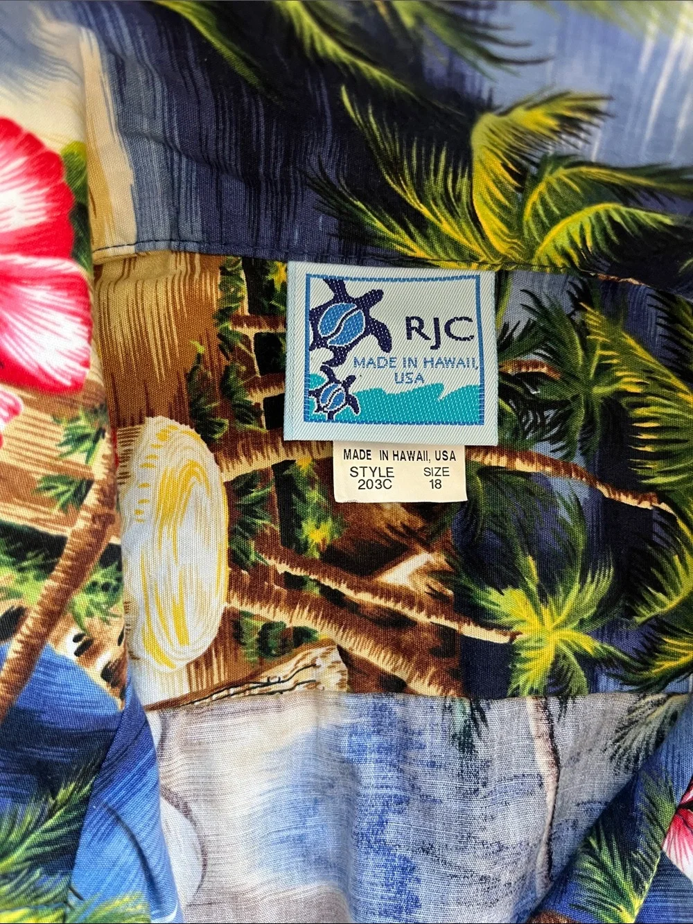Vintage Boys Blue Tropical Hawaiian Button-Down Shirt with Floral Print